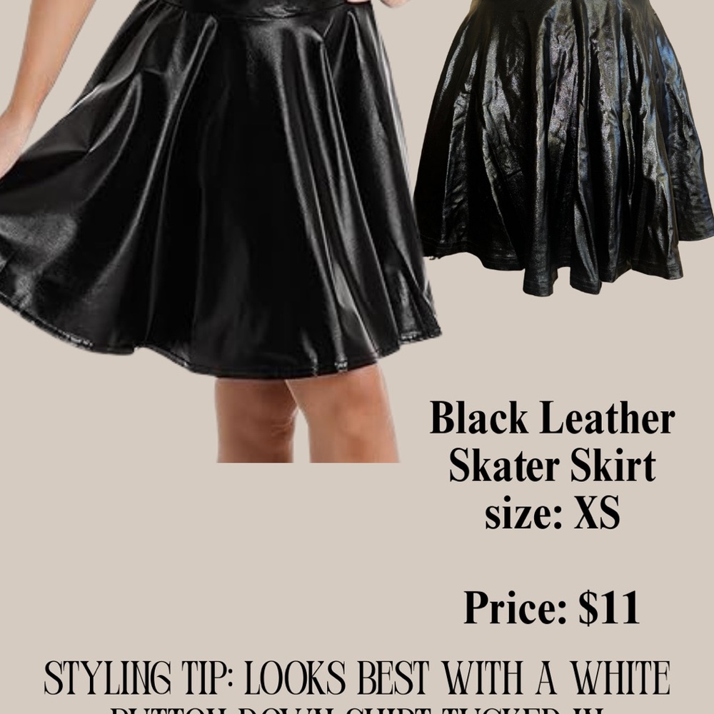 Black Leather Skater Skirt
